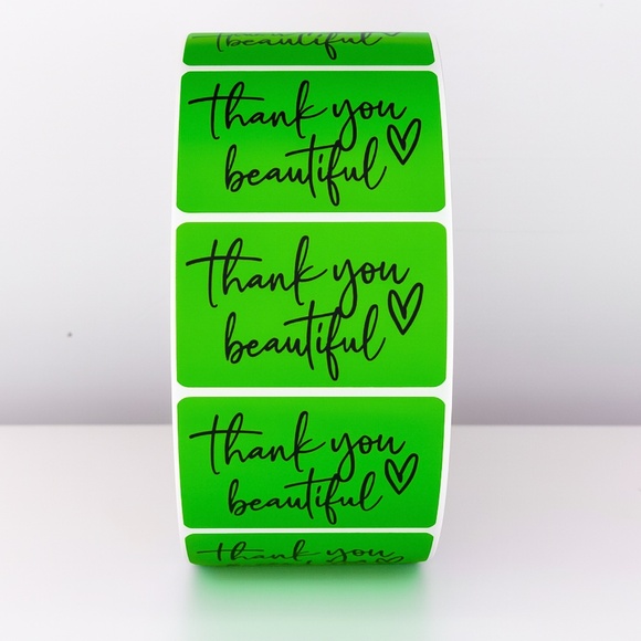 Thank You Beautiful Stickers | Pink Heart Labels for Small Business Packaging - Picture 3 of 11